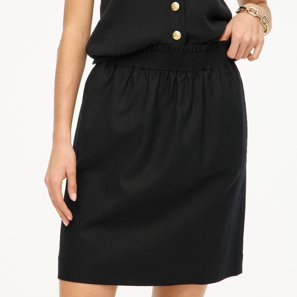 NWT J. Crew Black Elastic Skirt Linen Blend